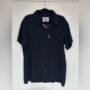 M/SF/T Mad Minds Men’s Black Embroidered Button Down Shirt Size Medium